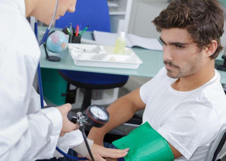 In a patient with paralysis is the acute rise in blood pressure treated?