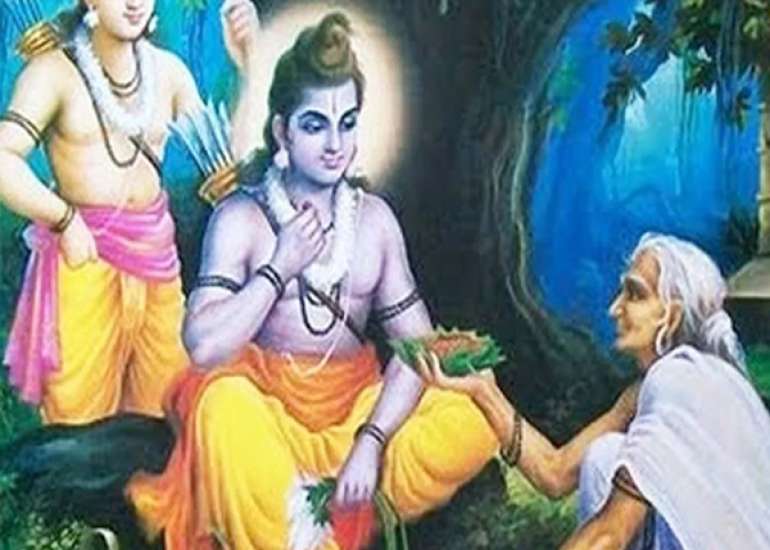 Is there any explanation in adwait Ramayana of Dr K K Aggarwal that Shabri has given a used....?