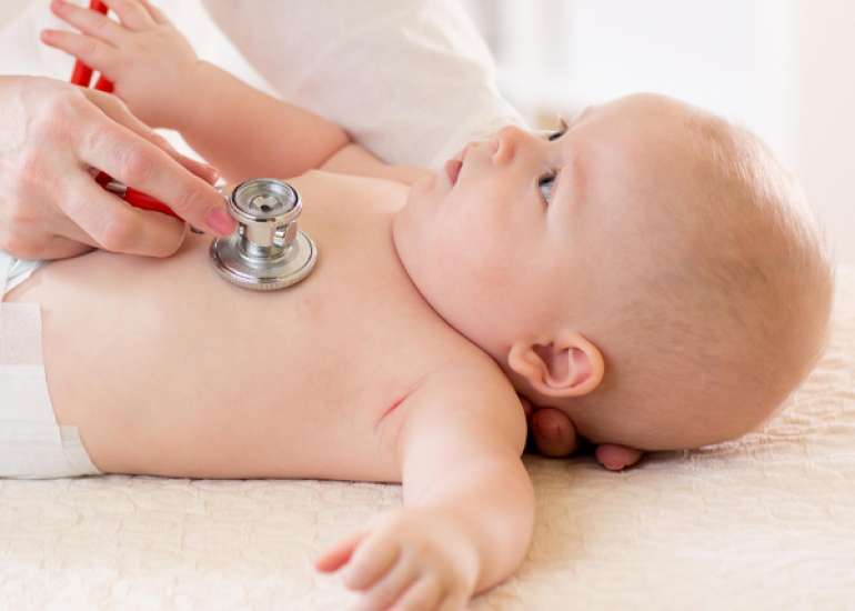 What is the medical management for babies with hole in heart?